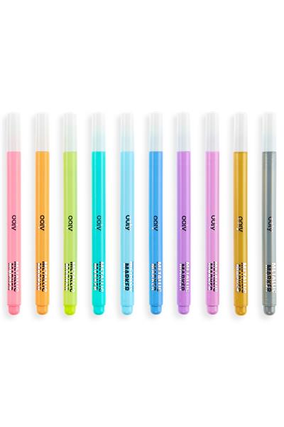 Ooly Color Lustre Fırça Uçlu 10lu Metalik Kalem Çok Renkli