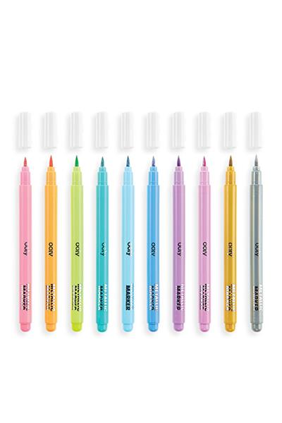Ooly Color Lustre Fırça Uçlu 10lu Metalik Kalem Çok Renkli