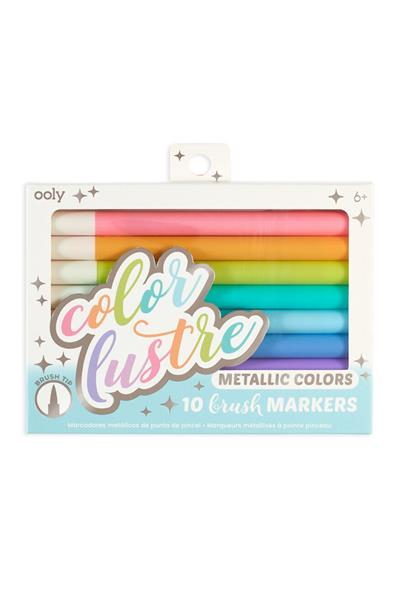 Ooly Color Lustre Fırça Uçlu 10lu Metalik Kalem Çok Renkli