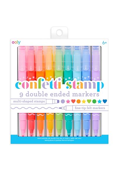 Ooly Confetti Stamp Çift Uçlu 9lu Keçeli Kalem Çok Renkli