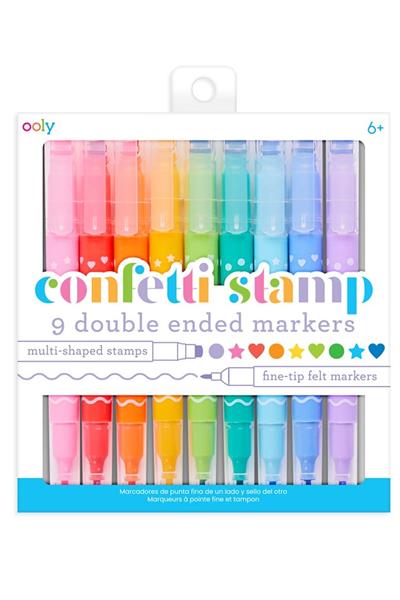 Ooly Confetti Stamp Çift Uçlu 9lu Keçeli Kalem Çok Renkli