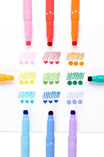 Ooly Confetti Stamp Çift Uçlu 9lu Keçeli Kalem Çok Renkli