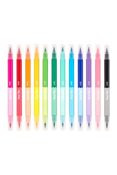 Ooly Dual Tone Fırça Uçlu Çift Taraflı 12li (24 renk) Keçeli Kalem Çok Renkli