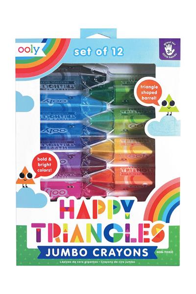 Ooly Happy Triangles 12li Jumbo Mum Boya Çok Renkli