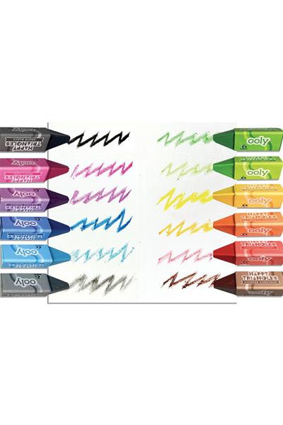 Ooly Happy Triangles 12li Jumbo Mum Boya Çok Renkli