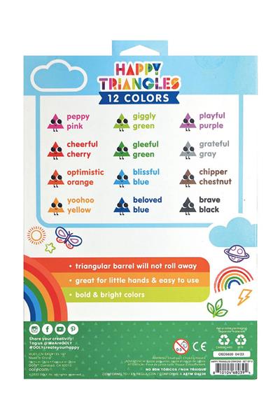 Ooly Happy Triangles 12li Jumbo Mum Boya Çok Renkli