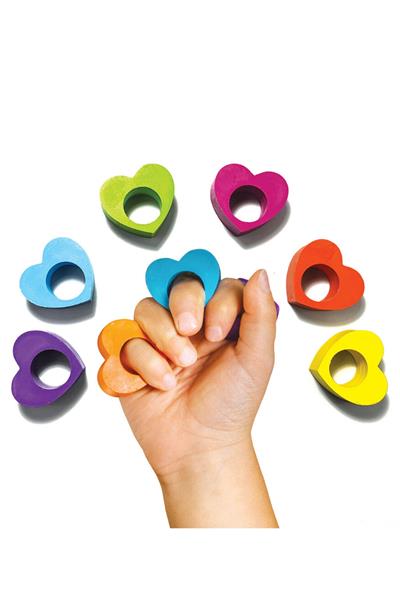 Ooly Heart Ring 6’lı Mum Boya Çok Renkli