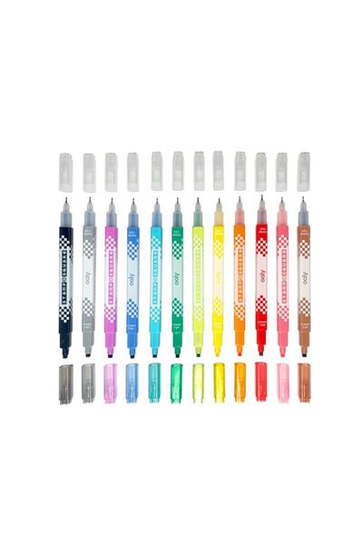 Ooly Stamp-A-Square Çift Uçlu 12li Keçeli Kalem Çok Renkli