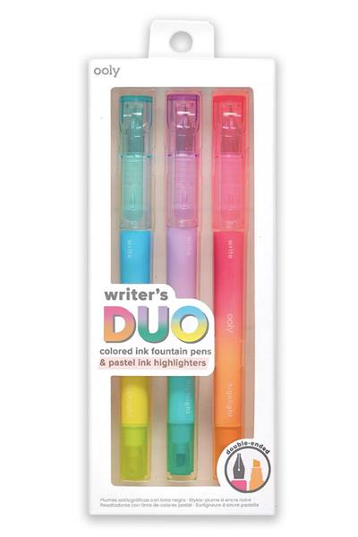 Ooly Writers Duo Çift Uçlu 3lü Set - Dolma Kalem ve Highlighter Çok Renkli