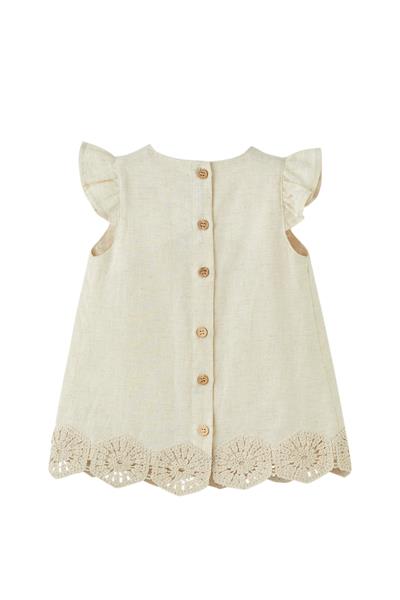 Patique / Boho Raw Elbise Krem