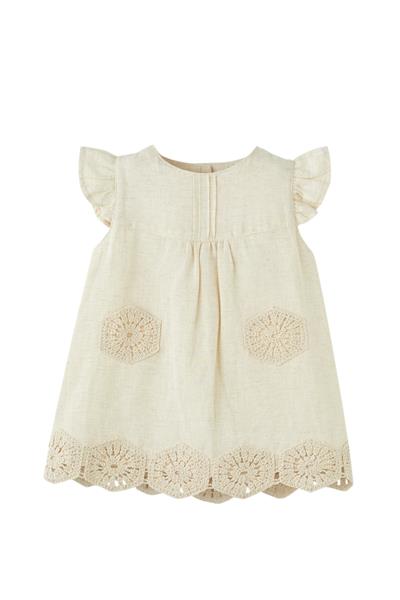 Patique / Boho Raw Elbise Krem