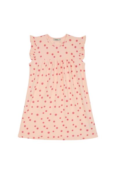 Pembe Papatya Desenli Kolsuz Gecelik Çok Renkli