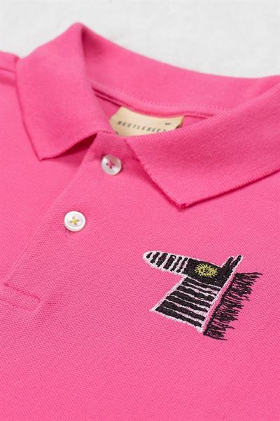 Beetlebeez / Pink Zebra Kısa Kollu Çocuk Polo Yaka T-shirt Pembe