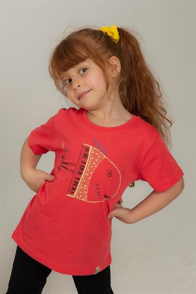 Beetlebeez / Red Scateboarder Fish Kısa Kollu Çocuk T-Shirt Kırmızı