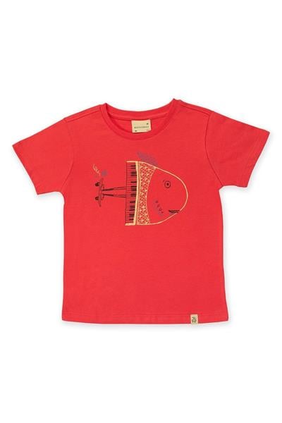 Beetlebeez / Red Scateboarder Fish Kısa Kollu Çocuk T-Shirt Kırmızı