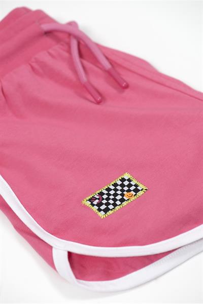 Beetlebeez / Retro White Striped Short - Retro Model Beyaz Biyeli Çocuk Kısa Şort - (Pembe Kordonlu) Pembe