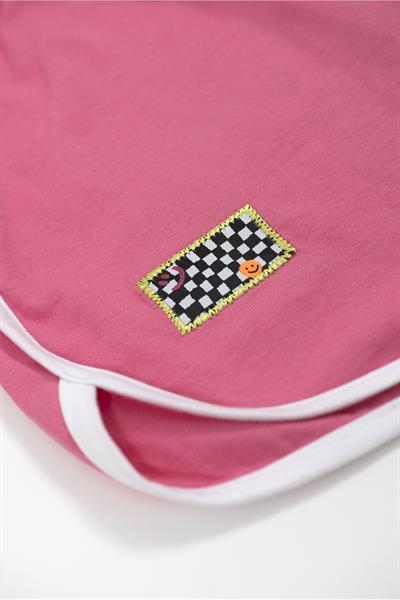 Beetlebeez / Retro White Striped Short - Retro Model Beyaz Biyeli Çocuk Kısa Şort - (Pembe Kordonlu) Pembe