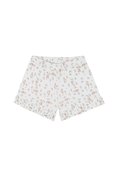 Sevimli Tavşan Fırfırlı Şortlu Pijama Takımı Beyaz