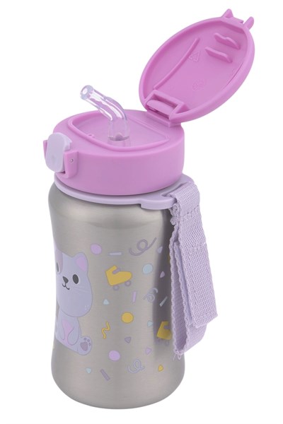 Skip Hop Besties Squad Pipetli Paslanmaz Çelik Suluk - Kedi Çok Renkli