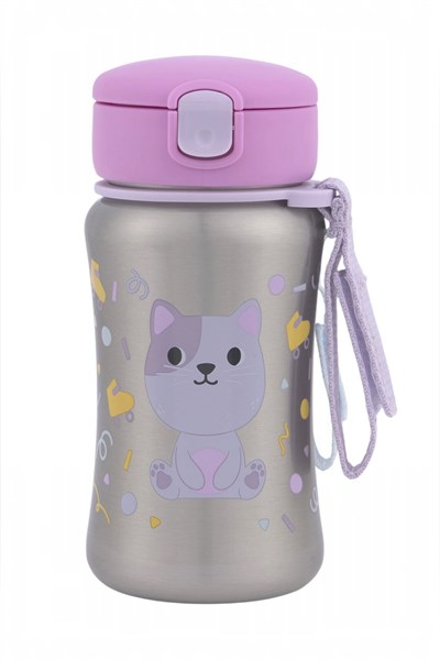 Skip Hop Besties Squad Pipetli Paslanmaz Çelik Suluk - Kedi Çok Renkli
