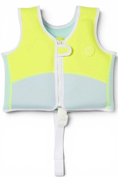 Sunnylife / Çocuk Can Yeleği Salty the Shark Aqua Neon Yellow Neon Sarı