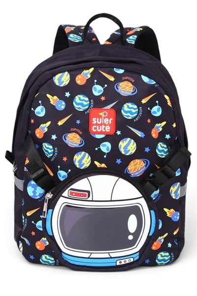 Supercute Two in One Astronaut Sırt Çantası Siyah