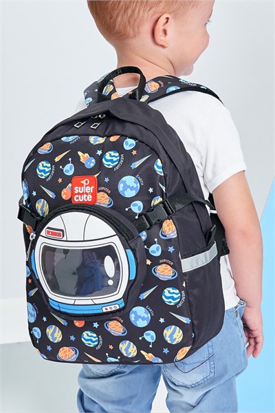 Supercute Two in One Astronaut Sırt Çantası Siyah