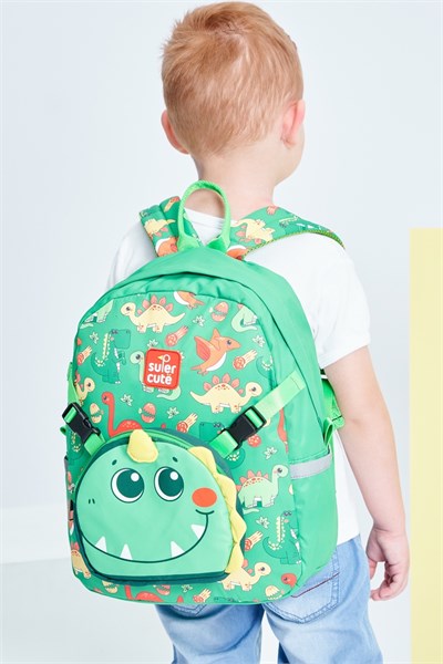 Supercute Two in One Dinosaur Sırt Çantası Yeşil