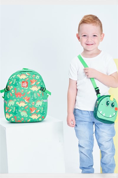 Supercute Two in One Dinosaur Sırt Çantası Yeşil