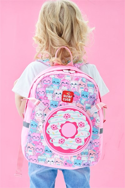 Supercute Two in One Pink Cat Sırt Çantası Pembe