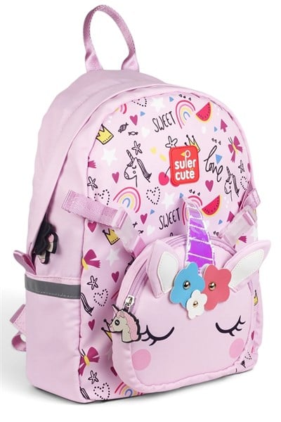 Supercute Two in One Unicorn Sırt Çantası Pembe
