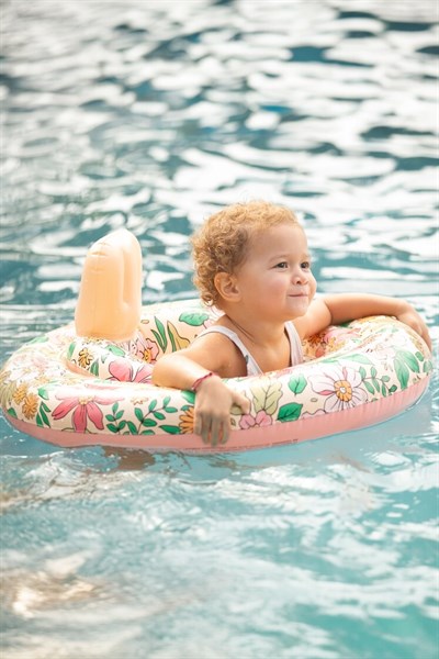 Swim Essentials Pink Blossom Bebek Sırt Destekli Yüzme Simidi 0-1 Yaş Çok Renkli