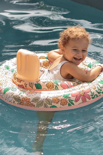 Swim Essentials Pink Blossom Bebek Sırt Destekli Yüzme Simidi 0-1 Yaş Çok Renkli