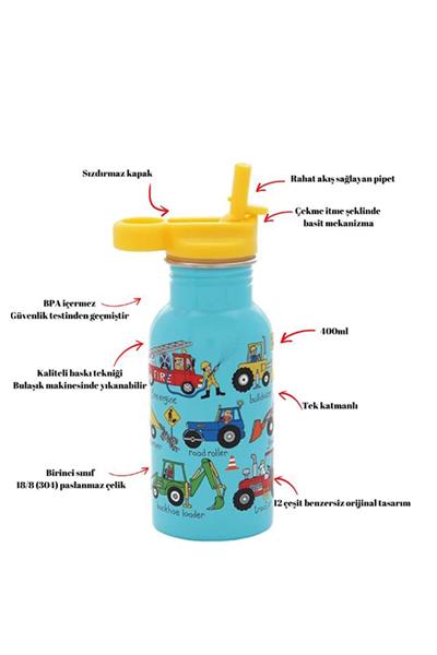 TYRRELL KATZ WHEELS PİPETLİ ÇELİK MATARA 400ML Çok Renkli