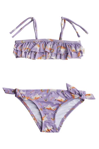 Miela Kids / UV Korumalı Fırfırlı Rainbow Unicorn Bikini Set - Rainbow Unicorn Çok Renkli