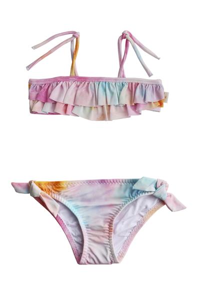 Miela Kids / UV Korumalı Fırfırlı Tie Dye Bikini Set - Tie Dye Çok Renkli
