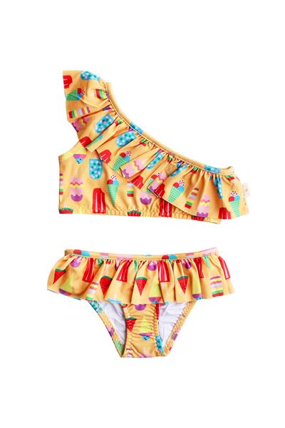 UV Korumalı Ruffle Tek Omuz - Ice Cream Çok Renkli