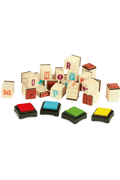 Vilac - First Printers ABC Stamps - İlk Baskı ABC Mühürler Çok Renkli