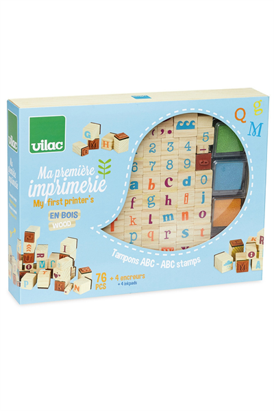 Vilac - First Printers ABC Stamps - İlk Baskı ABC Mühürler Çok Renkli