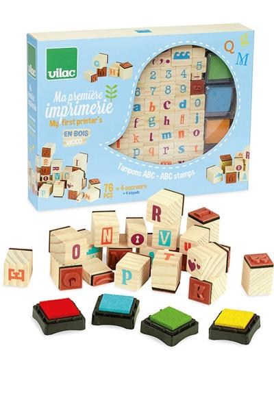 Vilac - First Printers ABC Stamps - İlk Baskı ABC Mühürler Çok Renkli