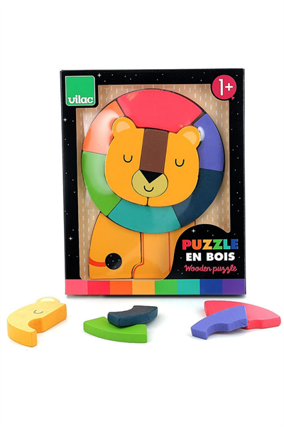Vilac - Lion Wooden Puzzle - Aslan Ahşap Puzzle - Andy Westface Çok Renkli