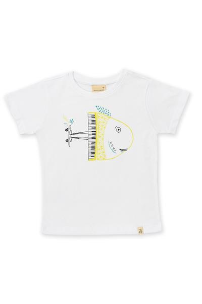 Beetlebeez /White Scateboarder Fish Kısa Kollu Çocuk T-Shirt Beyaz