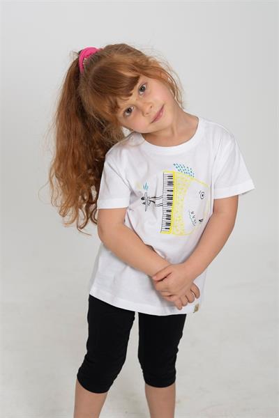 Beetlebeez /White Scateboarder Fish Kısa Kollu Çocuk T-Shirt Beyaz