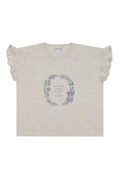Yaz Buketi Fırfırlı T-shirt Gri