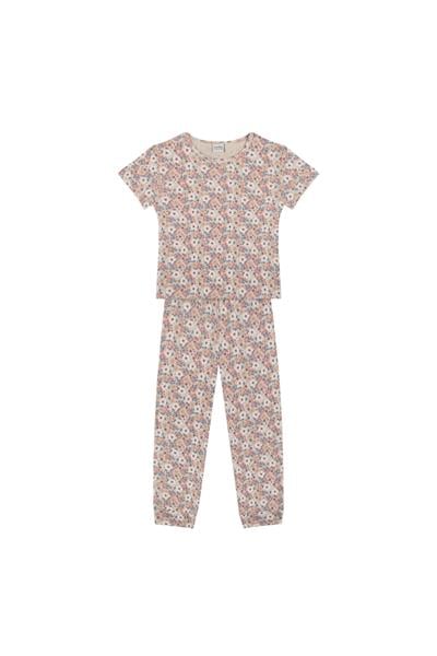 Yaz Buketi Kısa Kollu Pijama Takımı Pembe