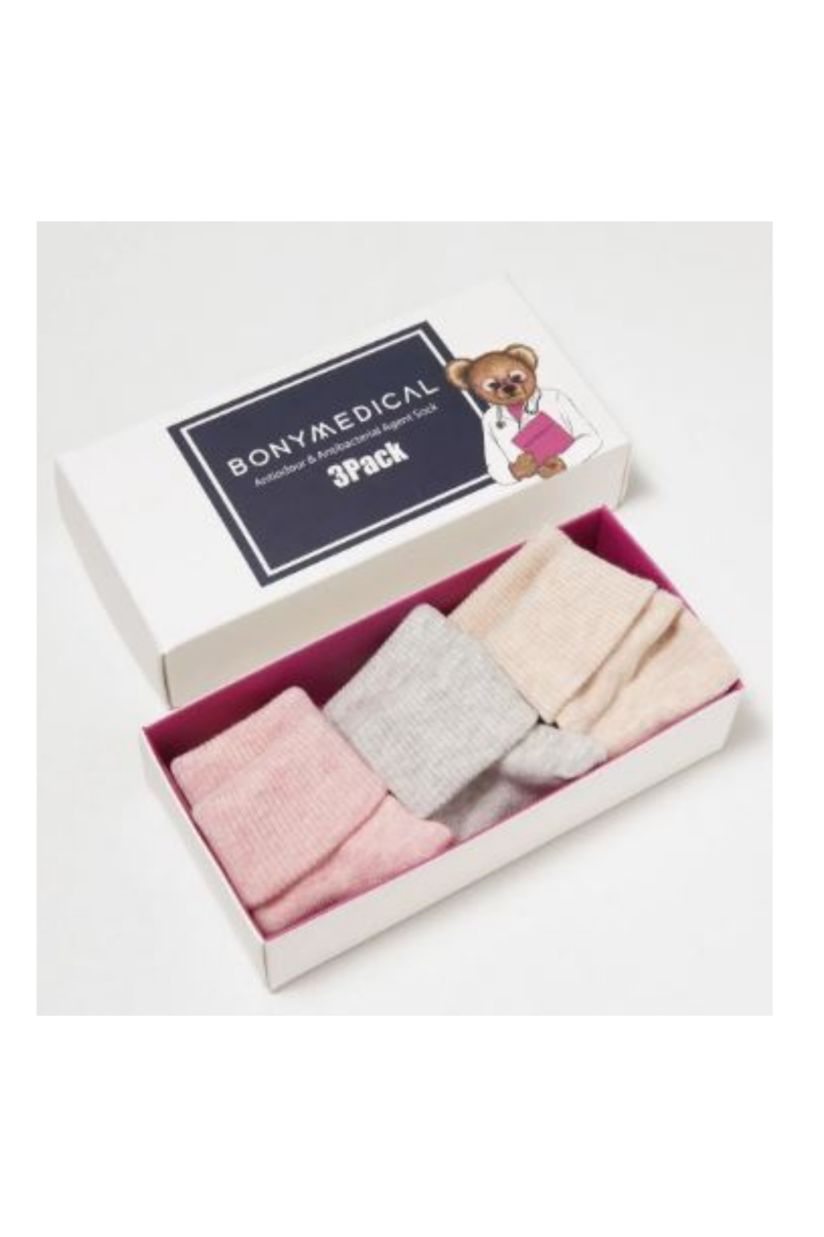 3 lü Paket Medikal Bebek Çorap Pembe