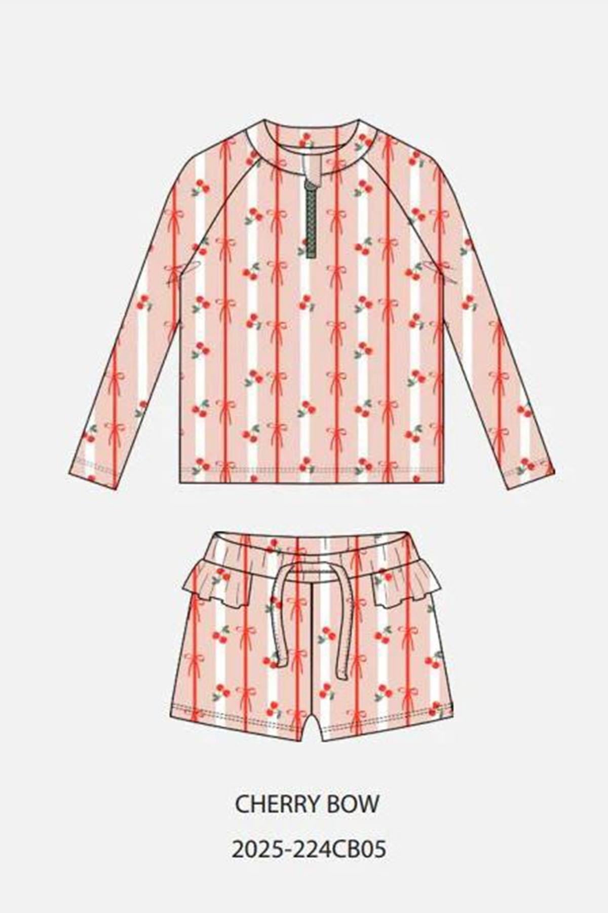 Alt Üst Kız Bebek Set - Cherry Bow Çok Renkli