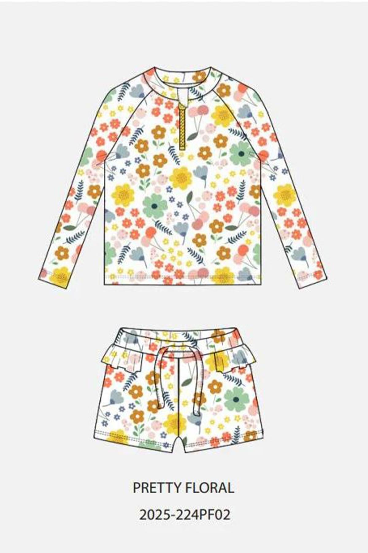 Alt Üst Kız Bebek Set - Pretty Floral Çok Renkli