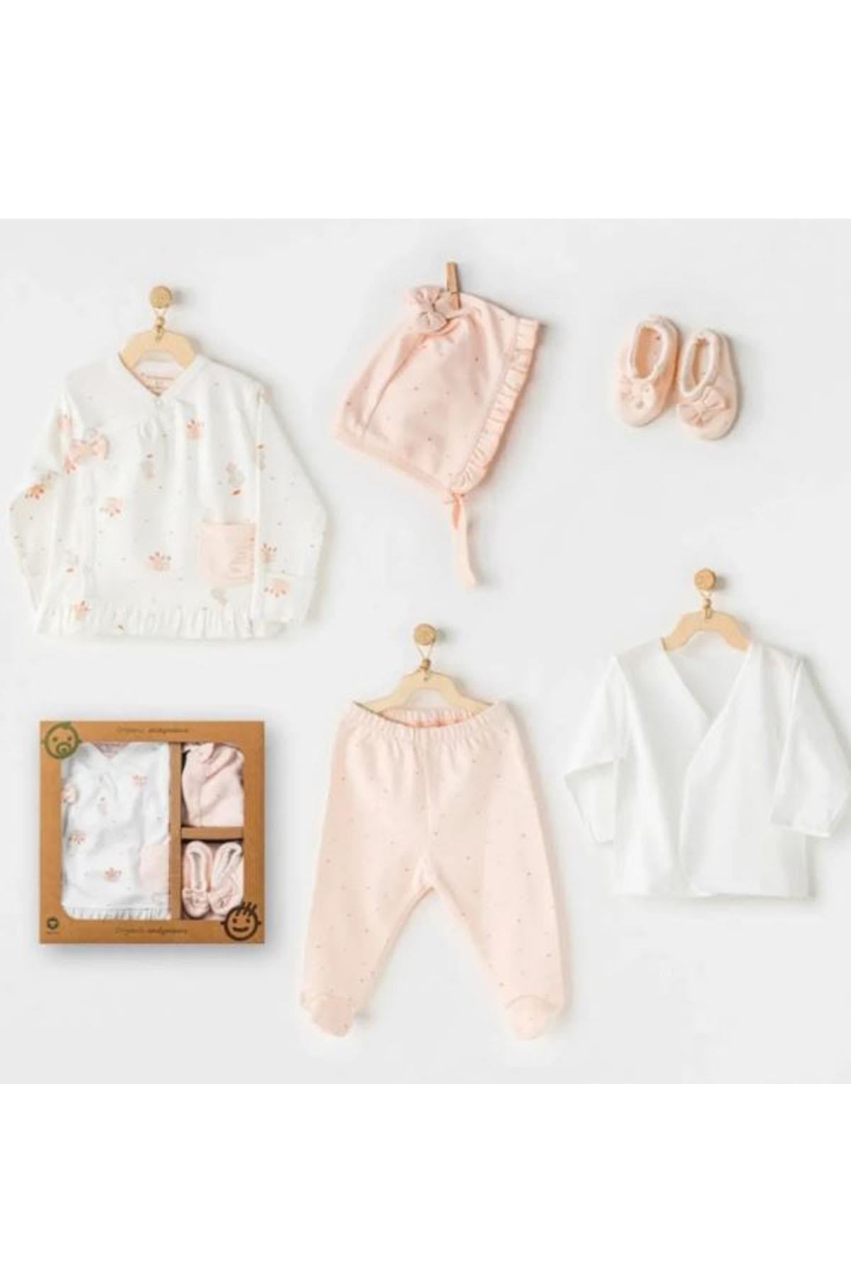 Andywawa /BEBEK HASTANE ÇIKIŞI 5 PCS NEWBORN SET %100 Organic Cotton GOTS  HIDING RABBITS Somon