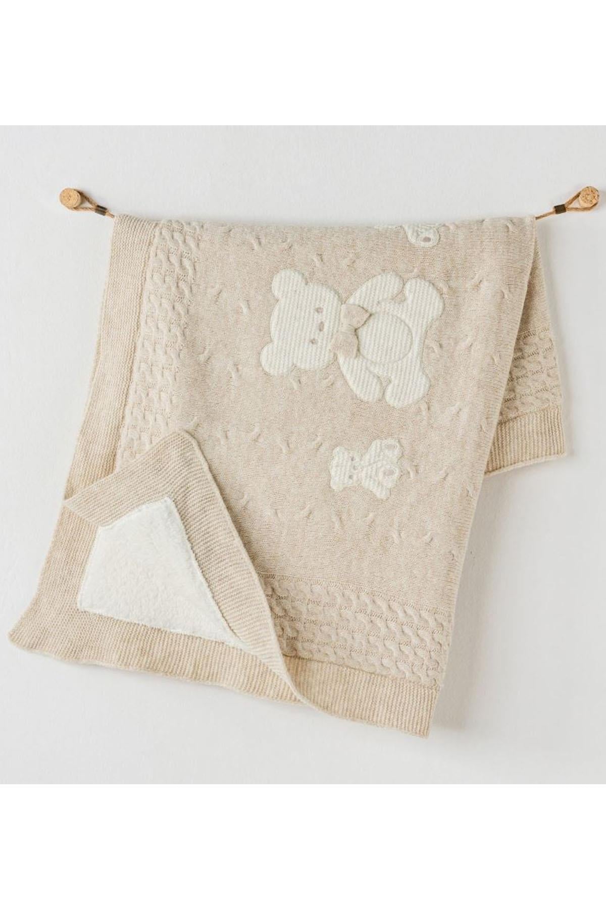 Andywawa /BEBEK TRİKO BATTANİYE KNITTED BLANKET 95x85 BejMelanj